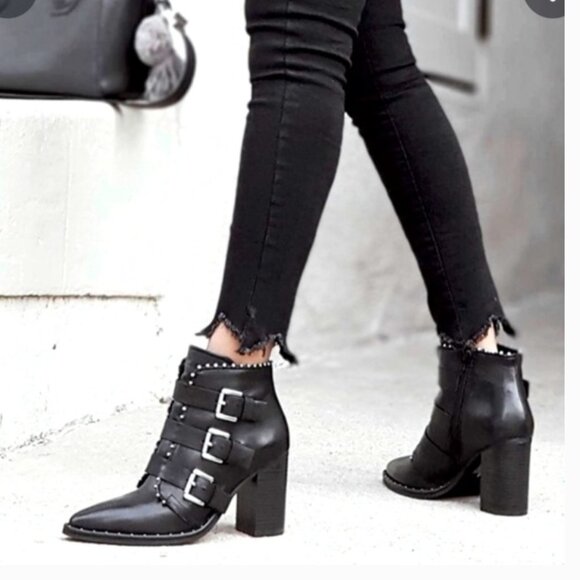 STEVE MADDEN HUMBLE BLACK LEATHER BOOTS SIZE 6 - Picture 2 of 15